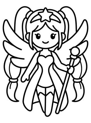Líder Guerreira com Asas de Anjo Pop para colorir Desenho de Líder Guerreira com Asas de Anjo Pop para colorir e imprimir grátis