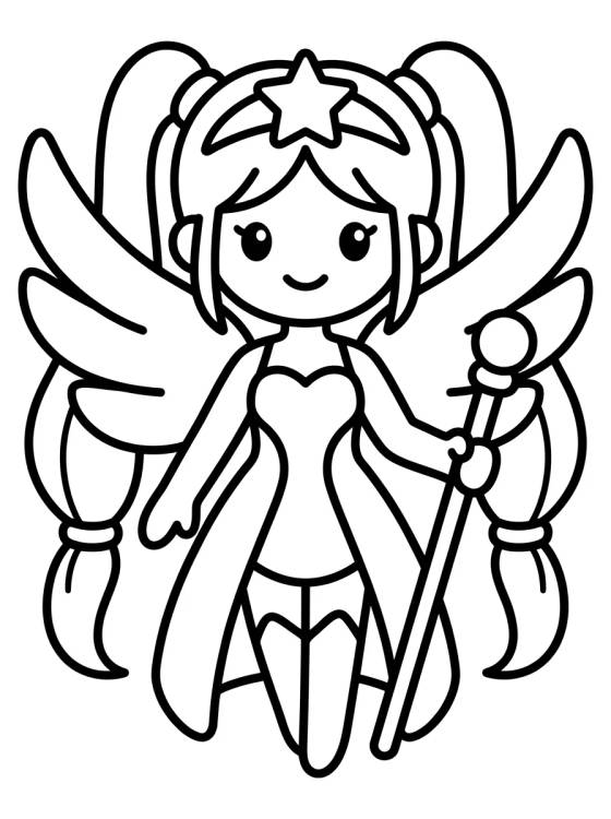 Líder Guerreira com Asas de Anjo Pop para colorir Desenho de Líder Guerreira com Asas de Anjo Pop para colorir e imprimir grátis