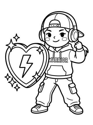 Rapper Guerreira com Escudo Mágico para colorir Desenho de Rapper Guerreira com Escudo Mágico para colorir e imprimir grátis