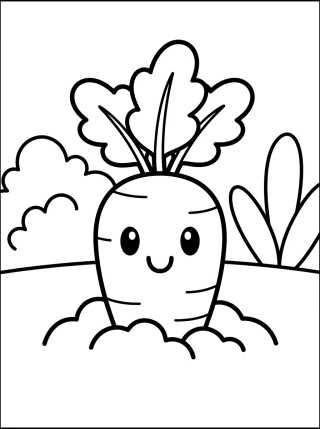 Cenoura Fofa na Horta para colorir Desenho de Cenoura Fofa na Horta para colorir e imprimir grátis