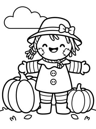 Espantalho Kawaii na Horta para colorir Desenho de Espantalho Kawaii na Horta para colorir e imprimir grátis