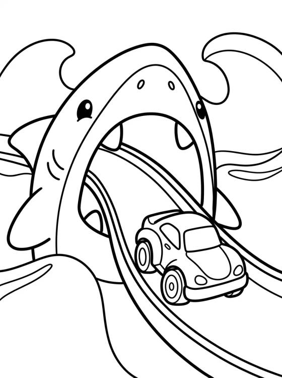Ataque do Tubarão na Pista Hot Wheels para colorir Desenho de Ataque do Tubarão na Pista Hot Wheels para colorir e imprimir grátis