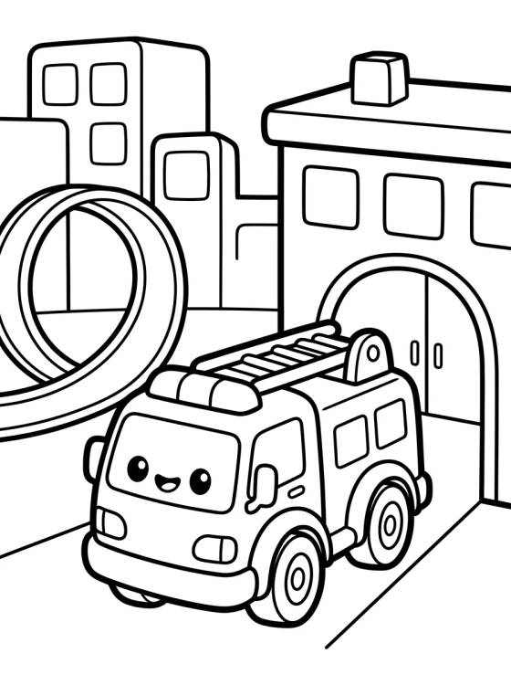 Caminhão de Bombeiros em Hot Wheels City para colorir Desenho de Caminhão de Bombeiros em Hot Wheels City para colorir e imprimir grátis