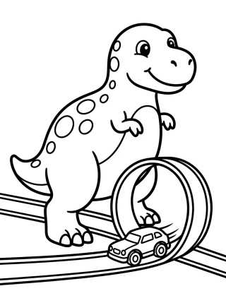 Dino Ataque na Pista Hot Wheels para colorir Desenho de Dino Ataque na Pista Hot Wheels para colorir e imprimir grátis