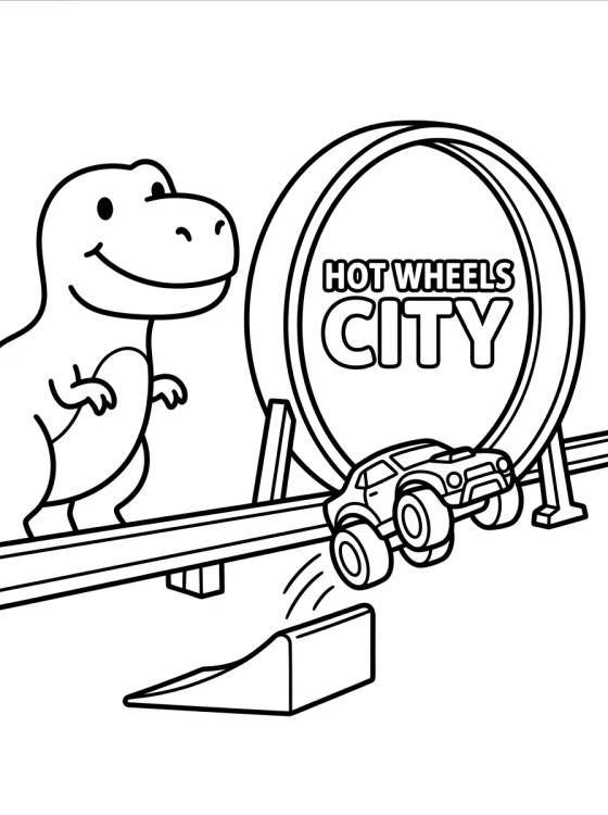 T-Rex na Pista Hot Wheels City para colorir Desenho de T-Rex na Pista Hot Wheels City para colorir e imprimir grátis