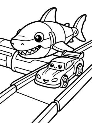 Tubarão Robô na Pista Hot Wheels City para colorir Desenho de Tubarão Robô na Pista Hot Wheels City para colorir e imprimir grátis