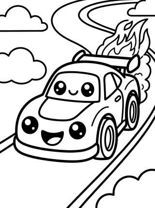 Carrinho de Corrida Hot Wheels Fofo para colorir Desenho de Carrinho de Corrida Hot Wheels Fofo para colorir e imprimir grátis