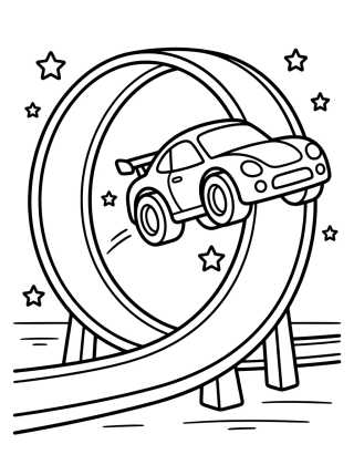 Carrinho Hot Wheels com Pista em Loop para colorir Desenho de Carrinho Hot Wheels com Pista em Loop para colorir e imprimir grátis
