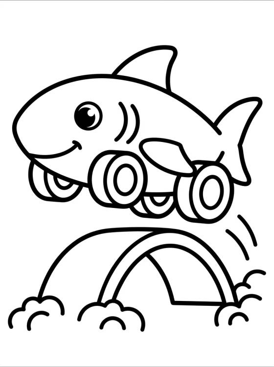Carro Tubarão Hot Wheels Kawaii para colorir Desenho de Carro Tubarão Hot Wheels Kawaii para colorir e imprimir grátis