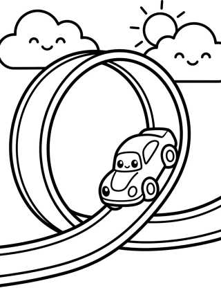 Hot Wheels Fazendo Loop na Pista para colorir Desenho de Hot Wheels Fazendo Loop na Pista para colorir e imprimir grátis