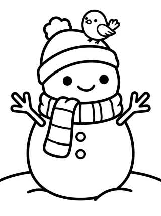 Boneco de Neve de Cachecol para colorir Desenho de Boneco de Neve de Cachecol para colorir e imprimir grátis