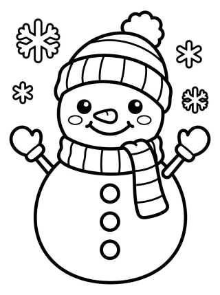 Boneco de Neve Fofinho com Cachecol para colorir Desenho de Boneco de Neve Fofinho com Cachecol para colorir e imprimir grátis
