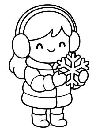 Menininha de Casaco Brincando na Neve para colorir Desenho de Menininha de Casaco Brincando na Neve para colorir e imprimir grátis