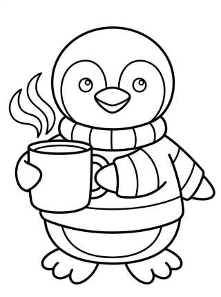 Pinguim com Agasalho de Frio para colorir Desenho de Pinguim com Agasalho de Frio para colorir e imprimir grátis