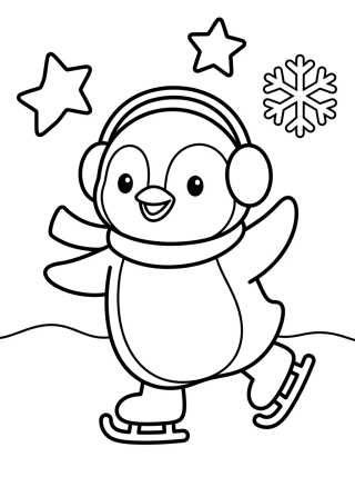 Pinguim Feliz Patinando no Gelo para colorir Desenho de Pinguim Feliz Patinando no Gelo para colorir e imprimir grátis