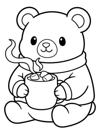 Ursinho Tomando Chocolate Quente para colorir Desenho de Ursinho Tomando Chocolate Quente para colorir e imprimir grátis