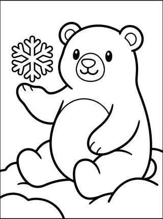 Urso Polar e Flocos de Neve para colorir Desenho de Urso Polar e Flocos de Neve para colorir e imprimir grátis