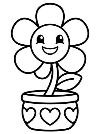 Coleção de desenhos para colorir: Jardim e Flores Kawaii