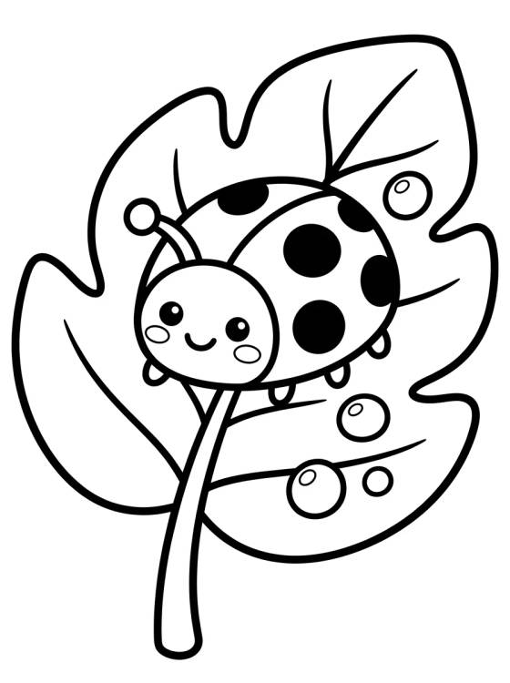 Joaninha na Folha do Jardim para colorir Desenho de Joaninha na Folha do Jardim para colorir e imprimir grátis