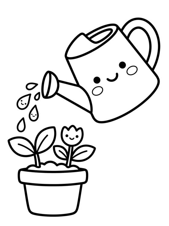 Regador Mágico e Plantinhas para colorir Desenho de Regador Mágico e Plantinhas para colorir e imprimir grátis