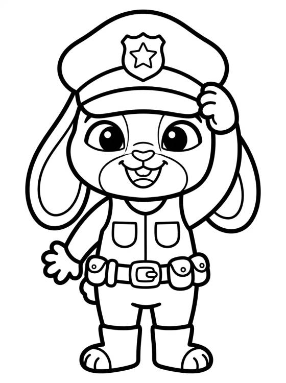 Judy Hopps Policial Sorrindo para colorir Desenho de Judy Hopps Policial Sorrindo para colorir e imprimir grátis