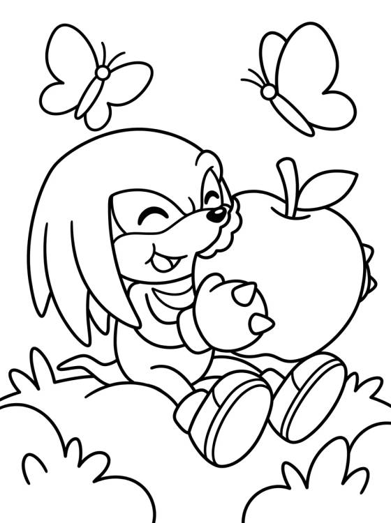 Knuckles Comendo Frutas para colorir Desenho de Knuckles Comendo Frutas para colorir e imprimir grátis