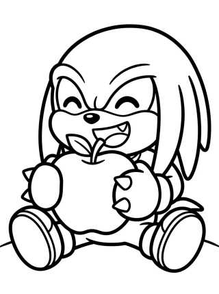 Knuckles Comendo uma Fruta para colorir Desenho de Knuckles Comendo uma Fruta para colorir e imprimir grátis