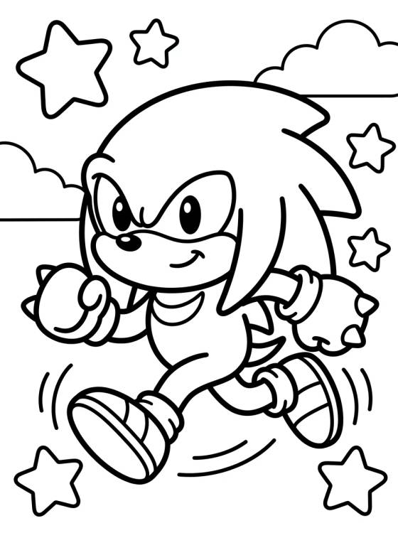 Knuckles Correndo Feliz para colorir Desenho de Knuckles Correndo Feliz para colorir e imprimir grátis