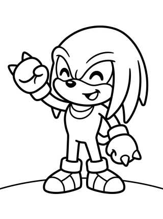 Knuckles Fofo Acenando para colorir Desenho de Knuckles Fofo Acenando para colorir e imprimir grátis