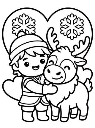 Kristoff Abraçando a Rena Sven Fofos para colorir Desenho de Kristoff Abraçando a Rena Sven Fofos para colorir e imprimir grátis