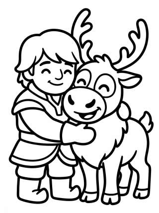 Coleção de desenhos para colorir: Kristoff e Sven para Colorir