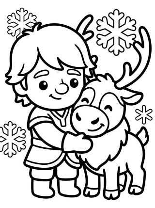 Kristoff Abraçando o Sven Fofo para colorir Desenho de Kristoff Abraçando o Sven Fofo para colorir e imprimir grátis