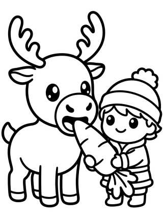 Kristoff Alimentando Sven com Cenoura para colorir Desenho de Kristoff Alimentando Sven com Cenoura para colorir e imprimir grátis