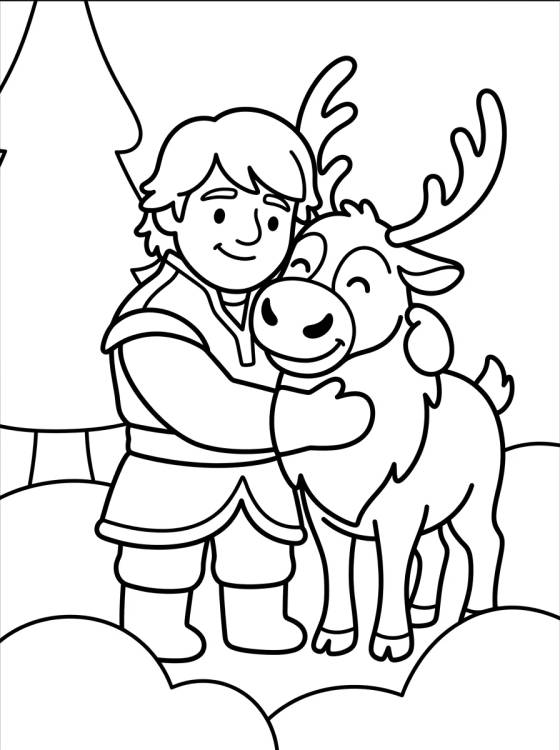 Kristoff e Sven Abraçados Fofos para colorir Desenho de Kristoff e Sven Abraçados Fofos para colorir e imprimir grátis