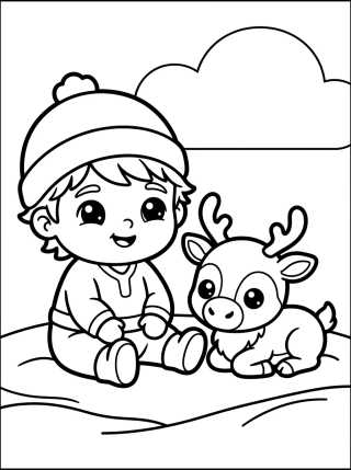 Kristoff e Sven Bebê Kawaii para colorir Desenho de Kristoff e Sven Bebê Kawaii para colorir e imprimir grátis