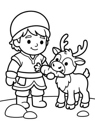 Kristoff e Sven Dividindo uma Cenoura para colorir Desenho de Kristoff e Sven Dividindo uma Cenoura para colorir e imprimir grátis
