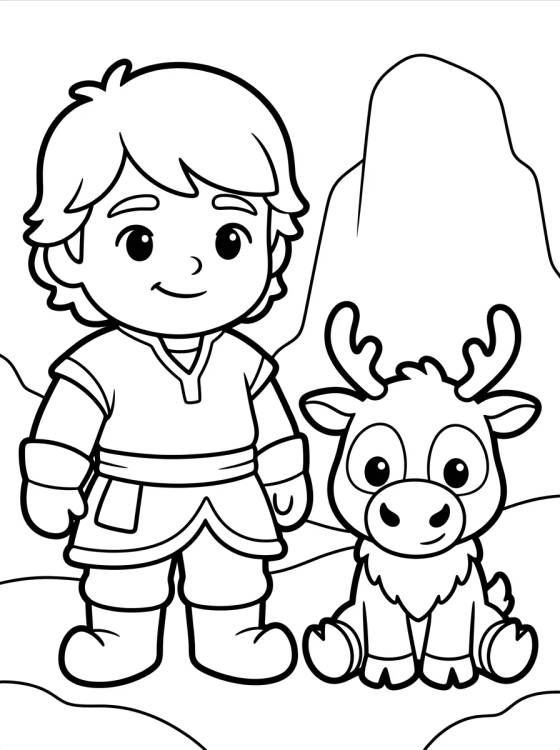 Sven Bebê e Kristoff Criança para colorir Desenho de Sven Bebê e Kristoff Criança para colorir e imprimir grátis