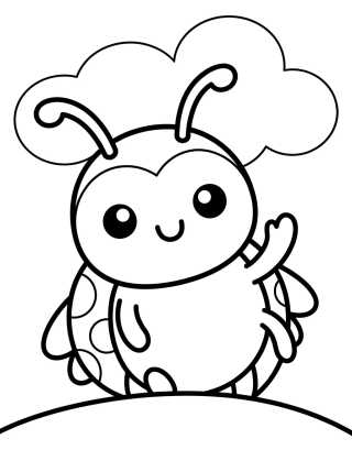 Ladybug Acenando Fofa para colorir Desenho de Ladybug Acenando Fofa para colorir e imprimir grátis
