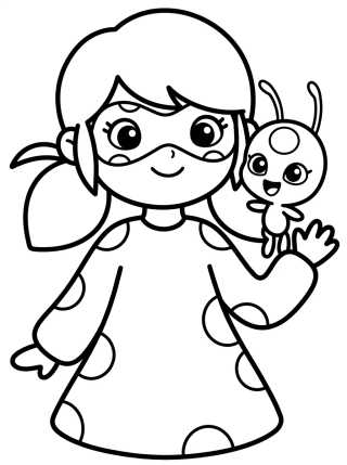 Ladybug com o Tikki Kawaii para colorir Desenho de Ladybug com o Tikki Kawaii para colorir e imprimir grátis
