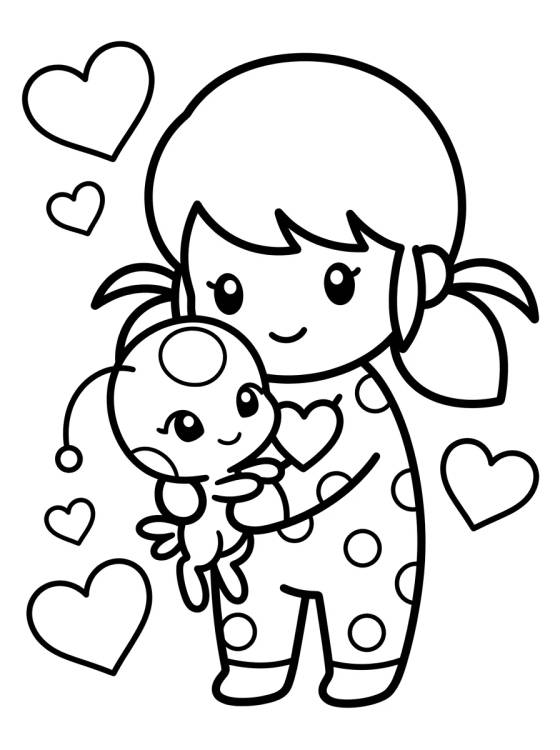 Ladybug com Tikki para colorir Desenho de Ladybug com Tikki para colorir e imprimir grátis