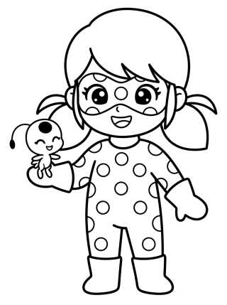 Ladybug e o Kwami Tikki para colorir Desenho de Ladybug e o Kwami Tikki para colorir e imprimir grátis