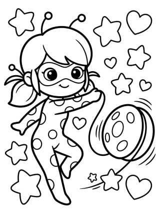 Ladybug Usando o Ioiô Mágico para colorir Desenho de Ladybug Usando o Ioiô Mágico para colorir e imprimir grátis