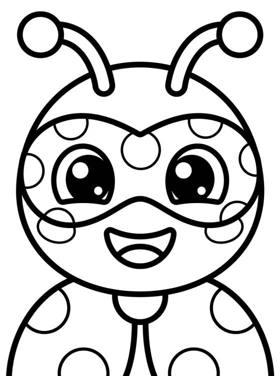 Rosto Fofo da Ladybug para colorir Desenho de Rosto Fofo da Ladybug para colorir e imprimir grátis
