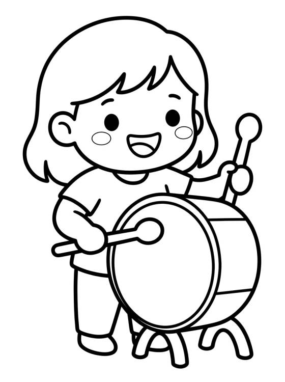 Lila Brincando com Tambor para colorir Desenho de Lila Brincando com Tambor para colorir e imprimir grátis