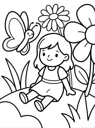 Lila Brincando no Parque com Flores para colorir Desenho de Lila Brincando no Parque com Flores para colorir e imprimir grátis