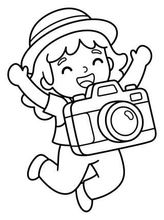 Lila Dançando com Câmera Fotográfica para colorir Desenho de Lila Dançando com Câmera Fotográfica para colorir e imprimir grátis
