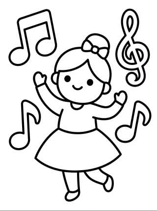 Lila Dançando com Música para colorir Desenho de Lila Dançando com Música para colorir e imprimir grátis