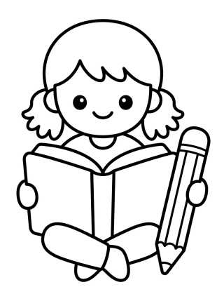 Lila Estudando com Livro para colorir Desenho de Lila Estudando com Livro para colorir e imprimir grátis