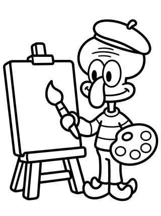 Lula Molusco Artista Pintando para colorir Desenho de Lula Molusco Artista Pintando para colorir e imprimir grátis