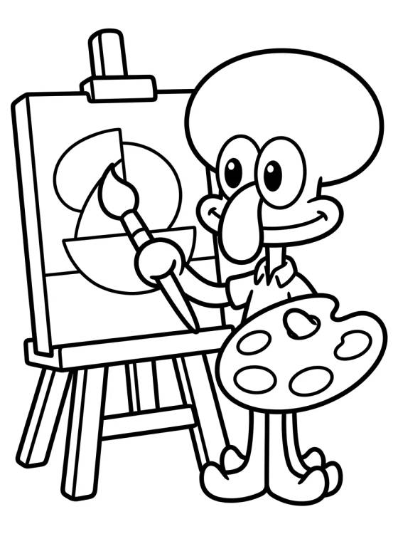 Lula Molusco Artista Pintando para colorir Desenho de Lula Molusco Artista Pintando para colorir e imprimir grátis